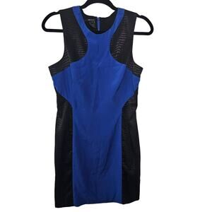 Jay Godfrey Women's Sleeveless Sheath Work Business Dress Size 6 Blue Black
